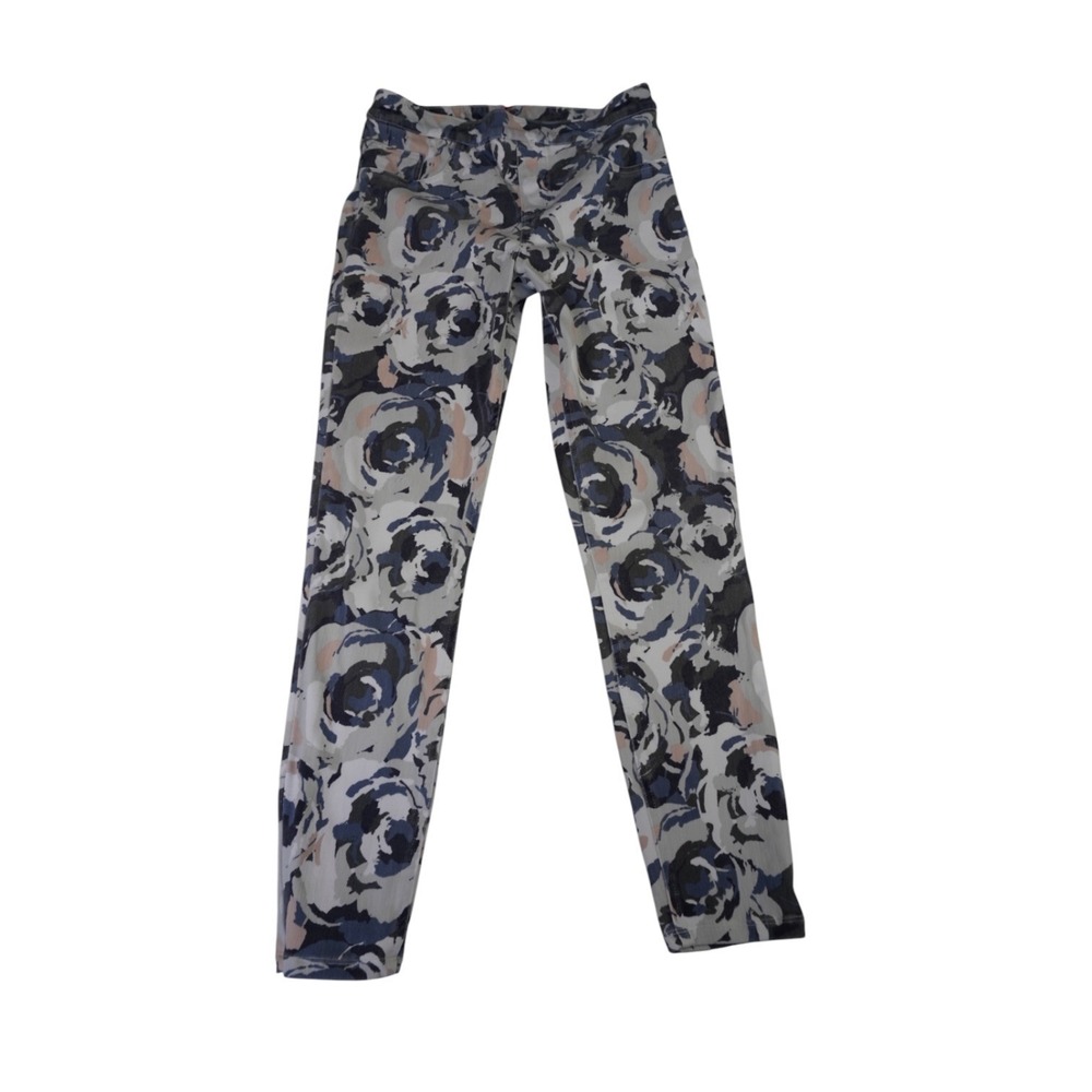 Spanx By Sara Jean-ish‎ Ankle Leggings Womens Medium Blue Floral High Waisted